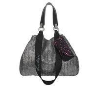 Henkeltasche FRITZI AUS PREUSSEN "Izzy Medium Limited Painted Straw", Damen, Gr. B/H/T: 45.00cm x 34.00cm x 16cm, silber (silberfarben, schwarz), Lederimitat, Taschen, mit abnehmbarem Brillenetui (906