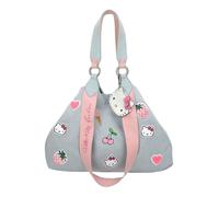 Fritzi Hello Kitty Izzy Medium Limited Sticker Damen Shopper Canvas Baumwollmix Druckknopf Schultertasche Umhängetasche Aufnäher Reißverschlussfach Alltag Freizeit Reisen 30 x 43 x 16 cm, Blau
