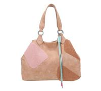 Fritzi Izzy Medium Limited Happy Flocked Vintage Soft Vintage Shopper Kunstleder Damen Handtasche Festival City vegan Flockdetails 29 x 42 x 15 cm, Beige