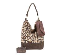 Fritzi Izzy07 Limited Leo Hobo Damen Schultertasche Handtasche Freizeit Alltag Druckknopf Canvas 38 x 18 x 35 cm, Camel
