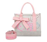 Fritzi x Hello Kitty Izzy09 Limited Outline Canvas Crossbody Damen Umhängetasche Canvas Reißverschluss Innenf. Steckfach Freizeittasche Gurt Alltag Reisen Freizeit 21 x 26 x 9 cm - Beige, Schwarz