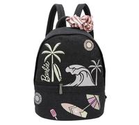 Fritzi Malibu Denim Washed Limited Barbie Backpack Baumwollmix Damen Rucksack Alltag Reisen Freizeit mit Reißverschluss Innenfach verstellbarem Webgurt 31 x 29 x 14 cm, Schwarz