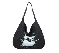 Fritzi Easy Hobo Malibu Denim Limited Barbie Hobo Bag Blacky Baumwollmix Damen Schultertasche Büro Alltag mit Magnetverschluss Innenfach 43 x 48 x 15 cm, Schwarz
