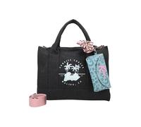 Henkeltasche FRITZI AUS PREUSSEN "Tote Bag Malibu Denim Limited Barbie", Damen, Gr. B/H/T: 40cm x 29,5cm x 14cm, schwarz, Baumwollmischung, bedruckt, Taschen, mit abnehmbarem Haarband (77452935-0) sch