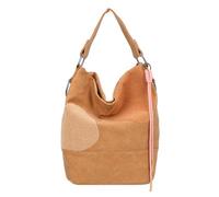 Fritzi Olga Limited Happy Flocked Heritage Soft Chestnut Hobo Handtasche Kunstleder Damen Umhängetasche Festival City vegan Flockdetails 37 x 27 x 17 cm, Braun