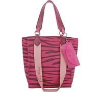 Fritzi Izzy02 Canvas Zebra Pink Shopper Baumwollmix Damen Handtasche Festival City Beach vegan abnehmbares Brillenetui Zebraprint 39 x 32 x 11 cm, Pink