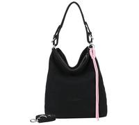 Fritzi Bitzi01 Suede Jacky Black Hobo Bag Vegan Lederimitat Damen Handtasche Büro Alltag mit Reißverschluss abnehmbarem verstellbarem Schultergurt 34 x 32 x 15 cm, Schwarz