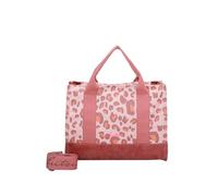 Fritzi Canvas Tote Bag Canvas Leo Brick Shopper Baumwollmix Damen Handtasche Umhängetasche Festival City Beach vegan Leoprint 29,5 x 40 x 14 cm, Rosa