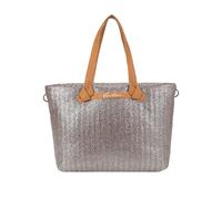Fritzi Cloud Shopper Big Limited Painted Straw Nut Shopper Handtasche Schultertasche Strohtasche Damen XXL Sommer Festival leicht 35 x 42 x 14 cm Silber-Braun