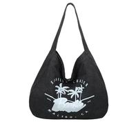 Fritzi Easy Hobo Malibu Denim Limited Barbie Hobo Bag Blacky Baumwollmix Damen Schultertasche Büro Alltag mit Magnetverschluss Innenfach 43 x 48 x 15 cm, Schwarz