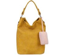 Fritzi Ella Hobo Handtasche Kunstleder Damen Hobo Bag Umhängetasche Festival City vegan strukturiert Magnetverschluss abnehmbarer Anhänger 37 x 27 x 17 cm - Schwarz, Beige, Pink, Gelb