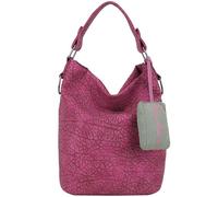 Fritzi Ella Hobo Handtasche Kunstleder Damen Hobo Bag Umhängetasche Festival City vegan strukturiert Magnetverschluss abnehmbarer Anhänger 37 x 27 x 17 cm - Schwarz, Beige, Pink, Gelb