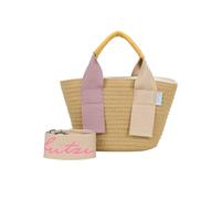 Fritzi Happy Summer Cross Sun Shake Umhängetasche Strohtasche Damen Crossbody Handtasche Festival Beach vegan Stroh-Optik 11 x 20 x 7 cm, Beige-Orange