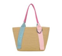 Fritzi Happy Summer Shopper Berry Water Strohtasche Damen Shopper Handtasche Festival Beach vegan Stroh-Optik Herzkarabiner 25 x 37 x 11,5 cm, Beige-Pink