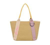 Fritzi Happy Summer Shopper Sun Shake Strohtasche Damen Shopper Handtasche Festival Beach vegan Stroh-Optik Herzkarabiner 25 x 37 x 11,5 cm, Beige-Orange