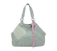 Fritzi Izzy Medium Limited Happy Flocked Vintage Soft Salbei Shopper Kunstleder Damen Handtasche Festival City vegan Flockdetails 29 x 42 x 15 cm, Grün