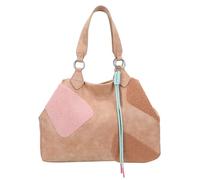 Fritzi Izzy Medium Limited Happy Flocked Vintage Soft Vintage Shopper Kunstleder Damen Handtasche Festival City vegan Flockdetails 29 x 42 x 15 cm, Beige