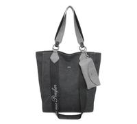 Fritzi Izzy02 Canvas Black Shopper Baumwollmix Damen Handtasche Festival City Beach vegan abnehmbares Brillenetui 39 x 32 x 11 cm, Schwarz