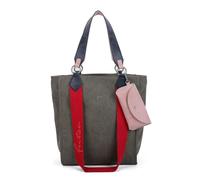 Fritzi Izzy02 Canvas Olive Shopper Baumwollmix Damen Handtasche Festival City Beach vegan abnehmbares Brillenetui 39 x 32 x 11 cm, Grün