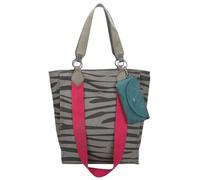 Fritzi Izzy02 Canvas Zebra Wild Shopper Baumwollmix Damen Handtasche Festival City Beach vegan abnehmbares Brillenetui Zebraprint 39 x 32 x 11 cm, Grün