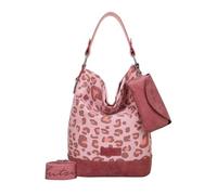 Fritzi Izzy07 Olga Canvas Leo Brick Hobo Baumwollmix Damen Umhängetasche Festival City Beach vegan abnehmbares Brillenetui Leoprint Schultergurt 37 x 27 x 17 cm, Rosa