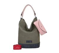 Fritzi Izzy07 Olga Canvas Olive Hobo Baumwollmix Damen Umhängetasche Festival City Beach vegan abnehmbares Brillenetui Schultergurt 37 x 27 x 17 cm, Grün