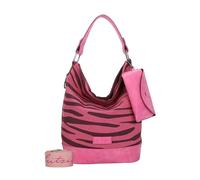 Fritzi Izzy07 Olga Canvas Zebra Pink Hobo Baumwollmix Damen Umhängetasche Festival City Beach vegan abnehmbares Brillenetui Zebraprint Schultergurt 37 x 27 x 17 cm, Pink