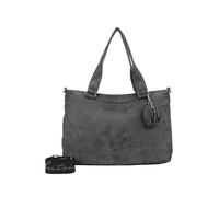 Fritzi Jolly Waffly Shoulder Bag Black Dunkelgrau Vegan Lederimitat Damen Schultertasche Büro Alltag mit Reißverschluss verstellbarem Gurt 40 × 35 × 12 cm, Dunkelgrau