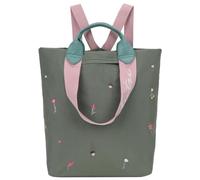 Fritzi Ju Limited Embro Bloom Jungly Damen große Nylon Rucksack Backpack Cityrucksack mit Reißverschluss und Schulterriemen Blumenstickerei Floral für Alltag Arbeit Reisen Freizeit 19 L Grün