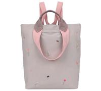 Fritzi Ju Limited Embro Bloom Stony Damen große Nylon Rucksack Backpack Cityrucksack mit Reißverschluss und Schulterriemen Blumenstickerei Floral für Alltag Arbeit Reisen Freizeit 19 L Beige