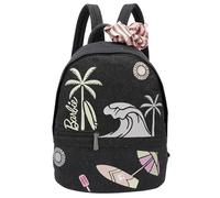 Fritzi Malibu Denim Washed Limited Barbie Backpack Baumwollmix Damen Rucksack Alltag Reisen Freizeit mit Reißverschluss Innenfach verstellbarem Webgurt 31 x 29 x 14 cm, Schwarz