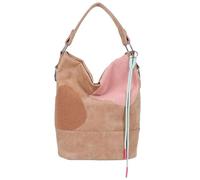 Fritzi Olga Limited Happy Flocked Vintage Soft Vintage Hobo Handtasche Kunstleder Damen Umhängetasche Festival City vegan Flockdetails 37 x 27 x 17 cm, Beige