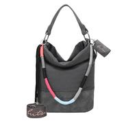 Fritzi Olga Limited Leo Rainbow Sky Hobo Bag Schultertasche Vegan Nylon Damen Handtasche Alltag Reisen mit Magnetverschluss verstellbarem Schulterriemen 37 x 27 x 17 cm - Grau, Blau, Anthrazit