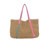Fritzi Simply Shopper Nature Lime Ink Strohtasche Damen Shopper Handtasche Schultertasche Sommer Tasche Strandtasche Raffia Tasche Natur Look Einkaufstasche Urlaubstasche 42 x 63 x 3 cm, Beige Mint