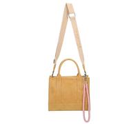 Fritzi SquareN Vintage Honey Mustard Crossbody Kunstleder Damen Umhängetasche Handtasche Festival City vegan abnehmbarer Anhänger Vintage-Waschung 20,5 x 26 x 11 cm, Senfgelb