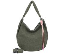 Fritzi Sue01 Suede Jacky Soft Dark Olive Hobo Handtasche Kunstleder Damen Umhängetasche Festival City vegan Suede-Optik Kordelanhänger 31 x 29 x 12 cm, Oliv