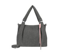 Fritzi Sue03 Suede Jacky Soft Espresso Shopper Kunstleder Damen Handtasche Festival City vegan Suede-Optik Kordelanhänger Reißverschluss 28,5 x 40 x 12 cm, Braun