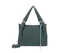Fritzi Sue03 Suede Jacky Soft Grey Blue Shopper Kunstleder Damen Handtasche Festival City vegan Suede-Optik Kordelanhänger Reißverschluss 28,5 x 40 x 12 cm, Graublau