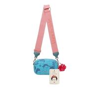 Fritzi x Frida Kahlo Easy Go Canvas Crossbody Bag Damen Umhängetasche Handtasche Freizeit Alltag Festival Reißverschluss Canvas 12 x 19.5 x 7.5 cm - Violett, Gelb, Lila, Orange, Grün, Pink, Blau