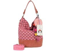 Fritzi x Frida Kahlo Izzy07 Limited Canvas Hobo Bag Damen Schultertasche Umhängetasche Handtasche Freizeit Alltag Arbeit Festival Magnetverschluss 37 x 27 x 17 cm - Türkis, Rosa, Lila, Beige, Pink