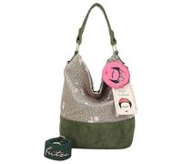 Fritzi x Frida Kahlo Izzy07 Limited Canvas Jungle Hobo Damen Schultertasche Handtasche Freizeit Alltag Magnetverschluss Canvas 38 x 17 x 27 cm, Grün