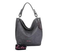 Fritzi01 Eco Hobo Damen Schultertasche Handtasche Reißverschluss Innenfach Steckfächer Shopper Freizeittasche Reisetasche Alltagstasche Arbeit 28 x 34 x 12 cm - Schwarz, Blau, Sky, Grün, Braun