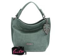 Fritzi01 Eco Hobo Damen Schultertasche Handtasche Reißverschluss Innenfach Steckfächer Shopper Freizeittasche Reisetasche Alltagstasche Arbeit 28 x 34 x 12 cm - Schwarz, Blau, Sky, Grün, Braun