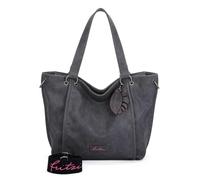 Fritzi02 Eco Damen Shopper Schultertasche Handtasche Alltag Reisen Büro mit Reißverschluss Innenfächern verstellbarem Gurt 33.5 x 54 x 12.5 cm - Grün, Hellblau, Blau, Schwarz, Anthrazit, Braun