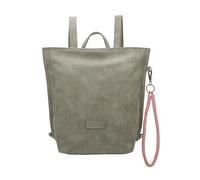 Fritzi33N Vintage Backpack Kunstleder Damen Rucksack Festival City vegan abnehmbarer Anhänger Vintage-Waschung 35,5 x 25 x 10 cm - Schwarz, Rosa, Braun, Grün, Grau, Pink, Blau, Gelb