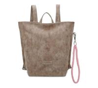 Fritzi33N Vintage Backpack Kunstleder Damen Rucksack Festival City vegan abnehmbarer Anhänger Vintage-Waschung 35,5 x 25 x 10 cm - Schwarz, Rosa, Braun, Grün, Grau, Pink, Blau, Gelb