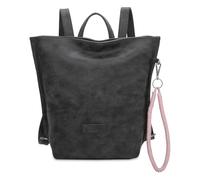 Fritzi33N Vintage Backpack Kunstleder Damen Rucksack Festival City vegan abnehmbarer Anhänger Vintage-Waschung 35,5 x 25 x 10 cm - Schwarz, Rosa, Braun, Grün, Grau, Pink, Blau, Gelb
