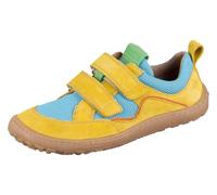 Sneaker FRODDO "Barefoot Base", Kinder, Gr. 32, blau, gelb, Leder, Textil, colorblocking, casual, Schuhe, Klettschuh, Freizeitschuh, Barfußschuh mit Klettverschluss (25491722-32) blau, gelb