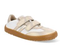 Froddo Barfußsneaker aus Leder Farbwahl mit Doppelklett & Zierstreifen Barefoot G3130292 F-Motion (White/Gold, EU Schuhgrößensystem, Grundschulkind, Numerisch, M, 31)