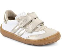 Froddo Barfußsneaker aus Leder Farbwahl mit Doppelklett & Zierstreifen Barefoot G3130292 F-Motion (White/Gold, EU Schuhgrößensystem, Grundschulkind, Numerisch, M, 29)